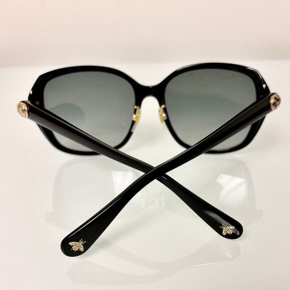 Gucci GG0371SK Black Frame Gray Lens Rectangle Sunglasses Women - Picture 4 of 5